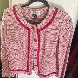 St. John Pink and Red Textured Blazer